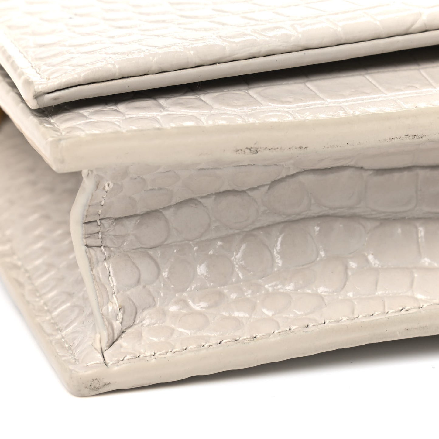 Calfskin Crocodile Embossed Kate Monogram Tassel Chain Wallet Crema Soft