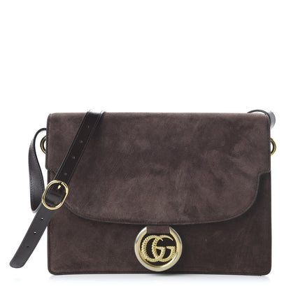 Gucci Suede Medium Torchon GG Ring Shoulder Bag Reflex Brown 1 of 10