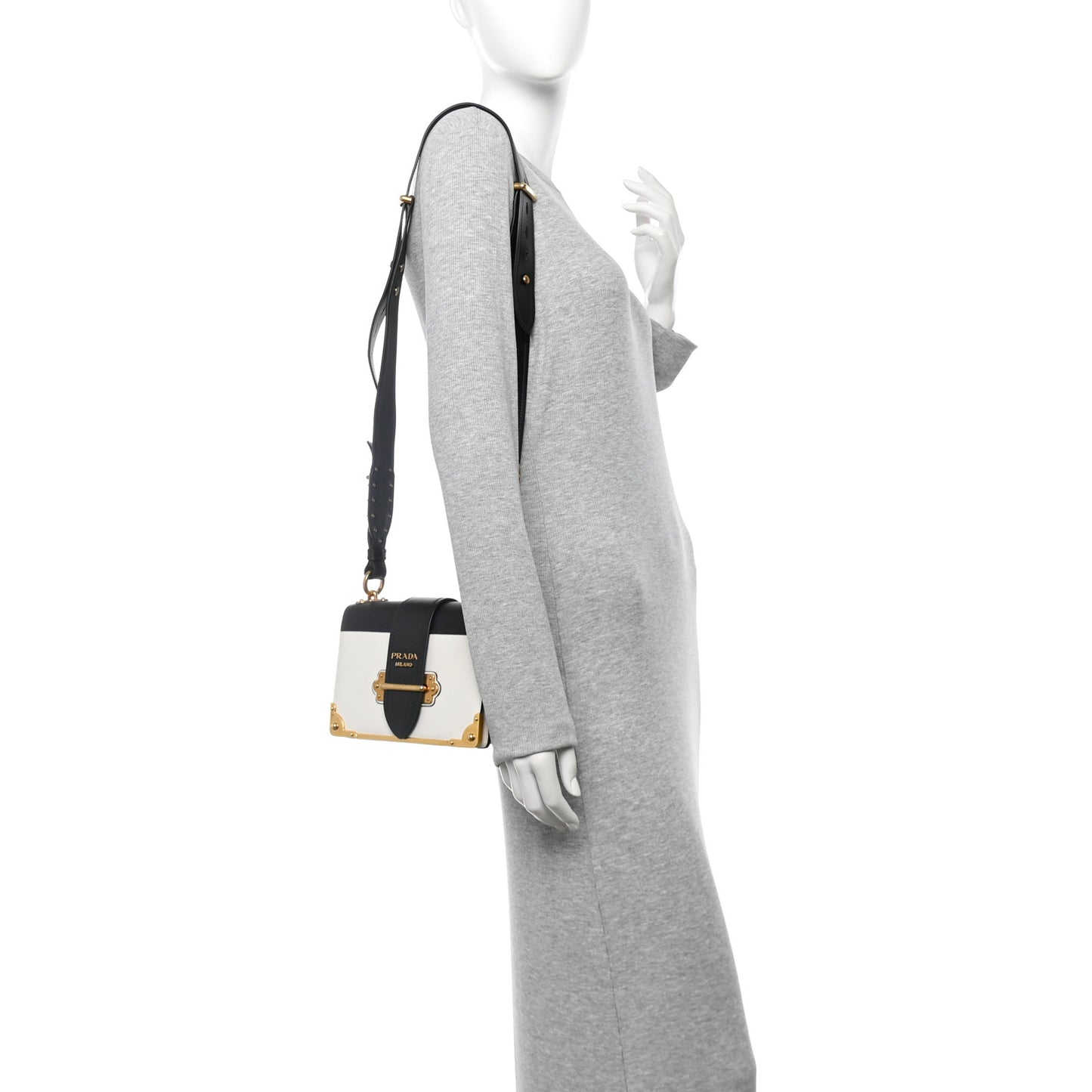 City Calfskin Saffiano Cahier Bag White Black