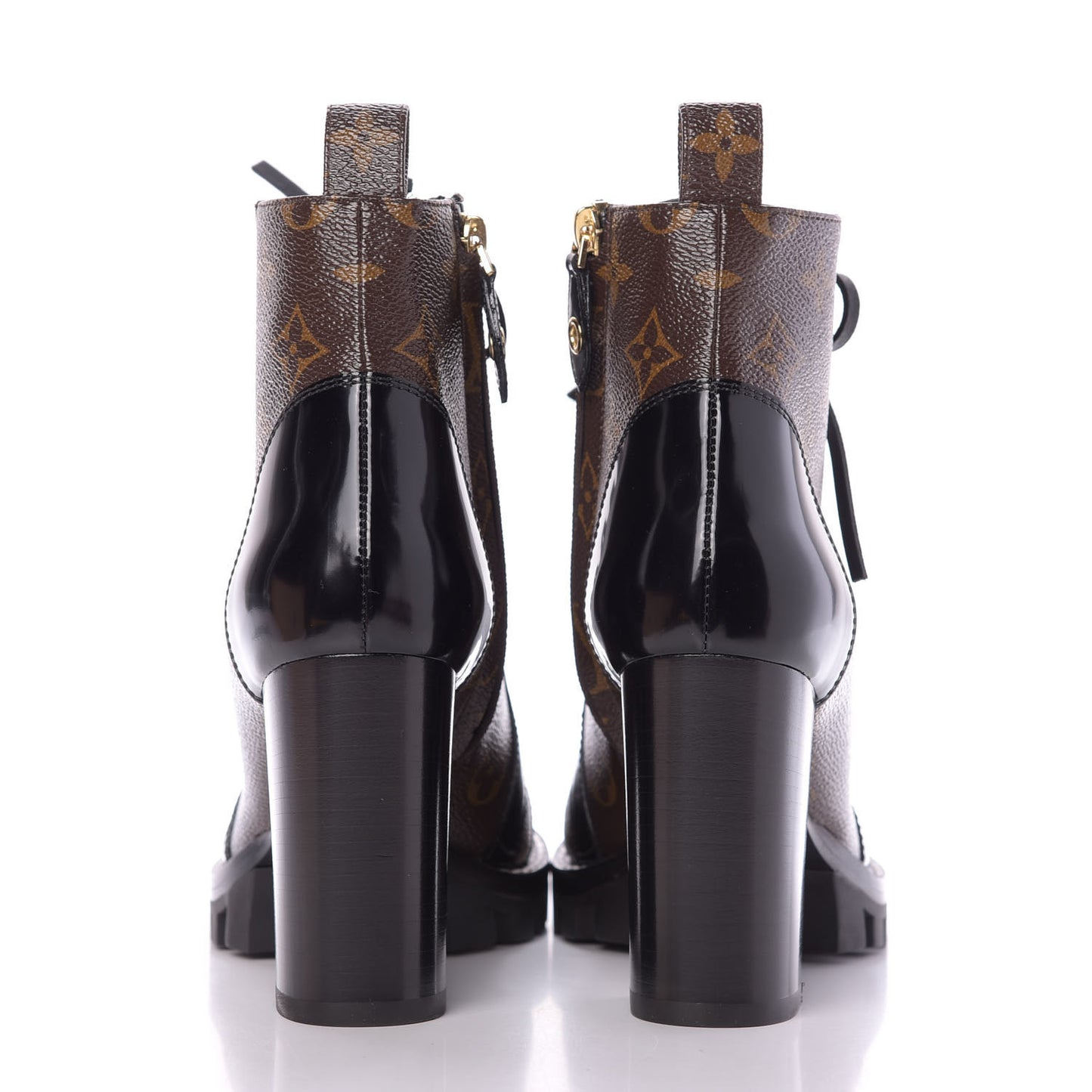 Patent Calfskin Monogram Star Trail Ankle Boots 36.5 Black