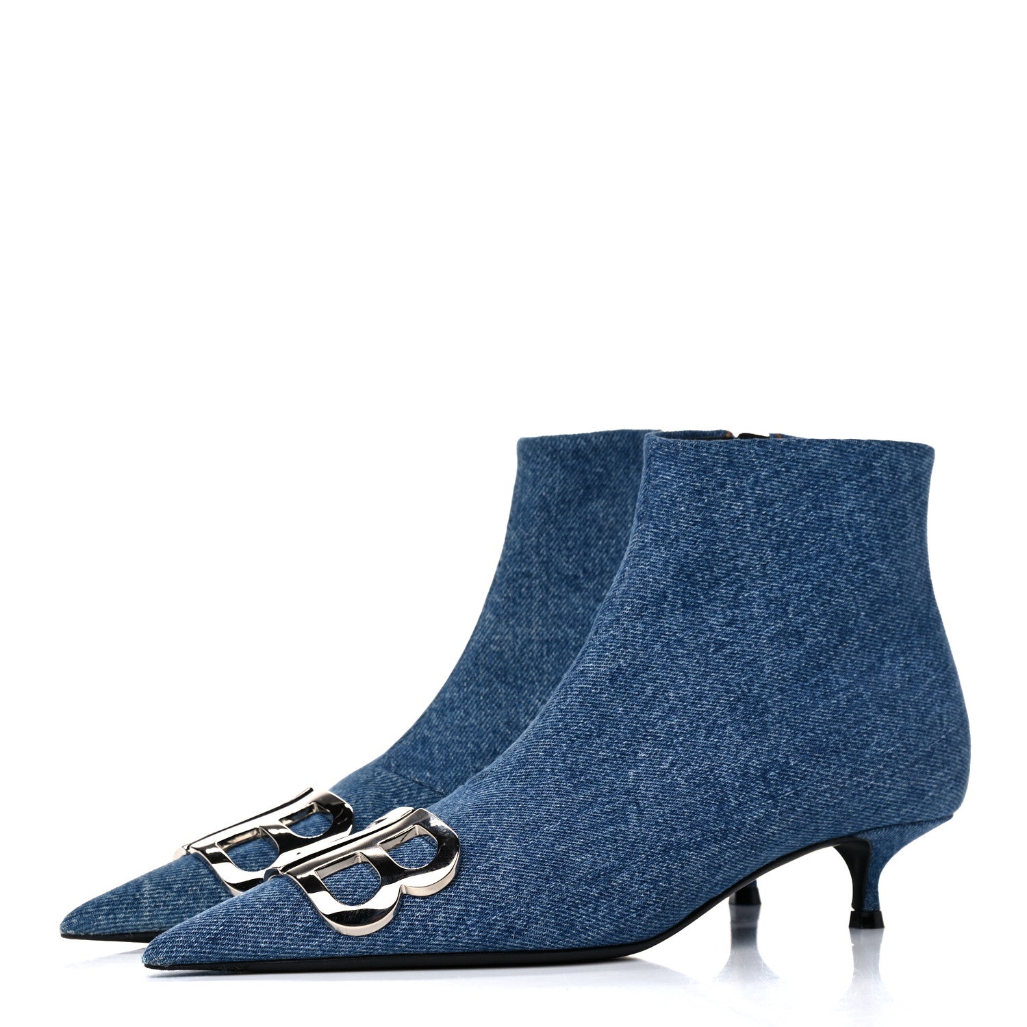 Balenciaga Denim BB Pointy Toe Ankle Booties 35.5 Light Bleu 3 of 10