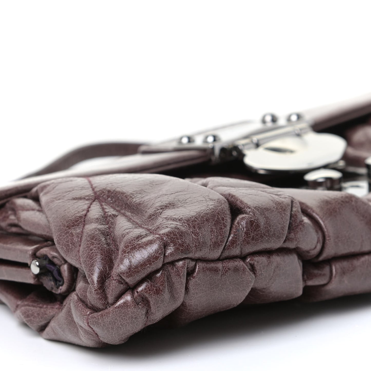 Vitello Lux Matelasse Flap Pochette Brown