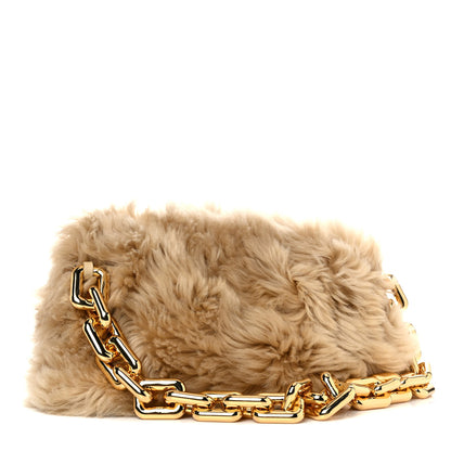 Bottega Veneta Shearling Lambskin The Pouch Chain Porridge 3 of 7
