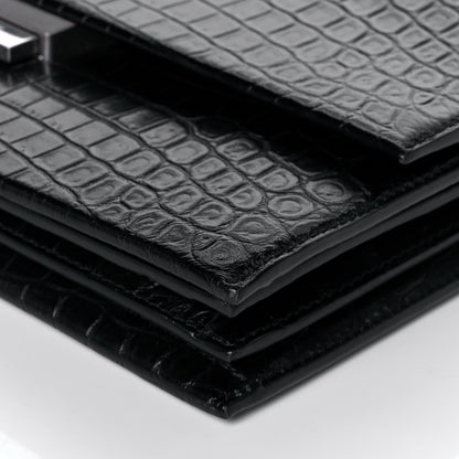 Saint Laurent Calfskin Crocodile Embossed Medium Babylone Black 10 of 13
