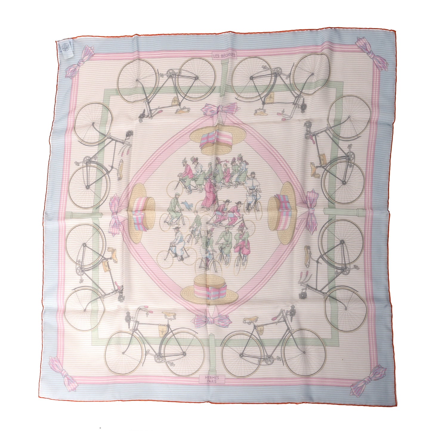 Silk Mousseline Les Becanes Scarf 70 Ciel Rose Vert Multicolor