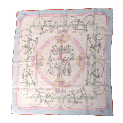 Hermes Silk Mousseline Les Becanes Scarf 70 Ciel Rose Vert Multicolor 1 of 4