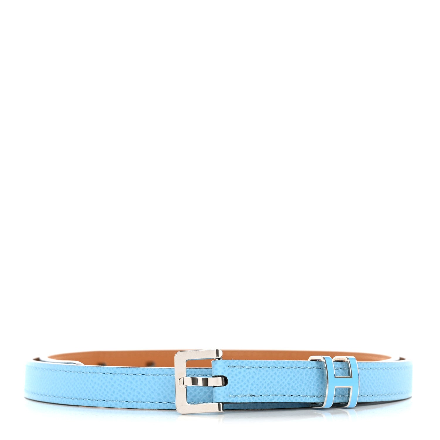 Hermes Epsom 15mm Pop H Belt 85/34 Celeste 1 of 7