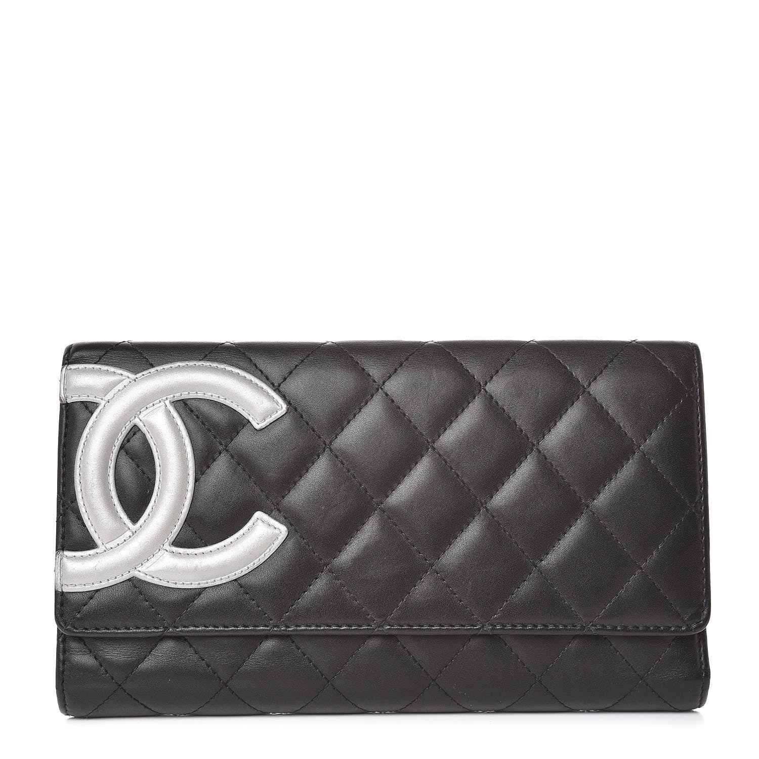 Chanel Calfskin Quilted Cambon Flap Wallet Black White 1 of 12