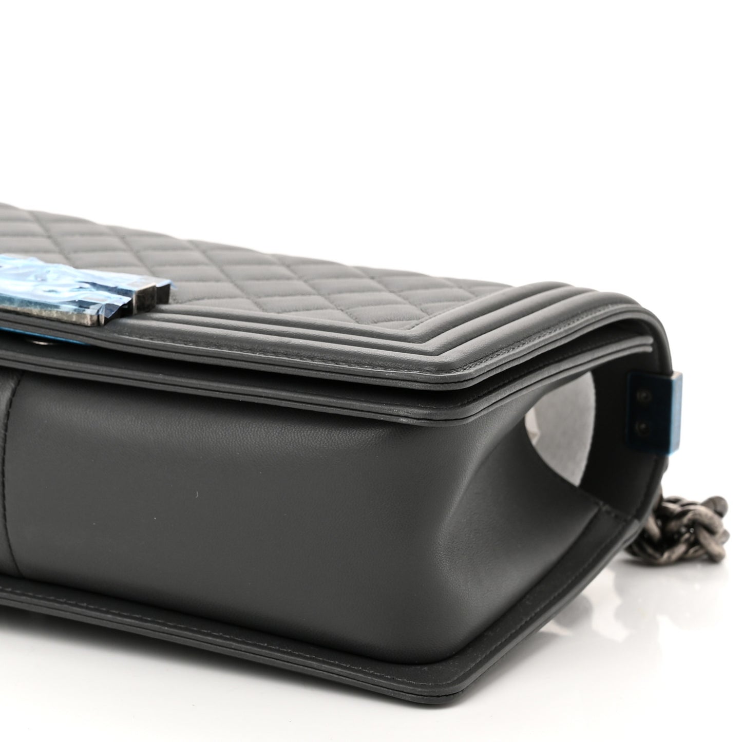 Lambskin Quilted Medium Boy Flap Dark Grey