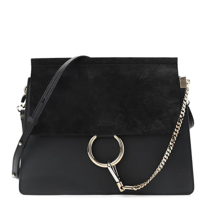 Chloe Suede Calfskin Medium Faye Shoulder Bag Black 1 of 10