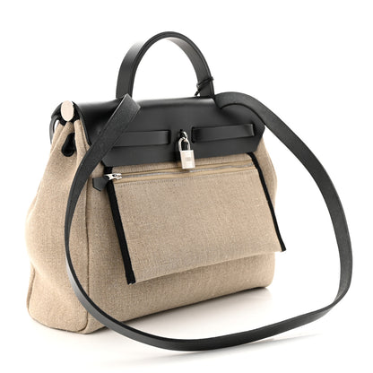 Hermes Military Toile Vache Hunter Herbag Zip Retourne 31 PM Ficelle Black 4 of 11