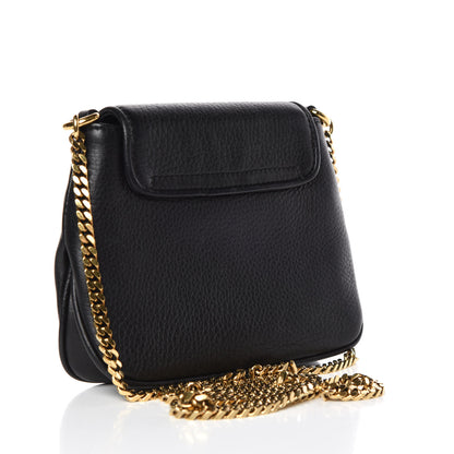 Gucci Pebbled Calfskin Small 1973 Chain Shoulder Bag Black 3 of 11