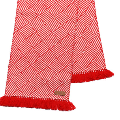 Hermes Cashmere Tile Weave Muffler Rouge Laque Ecru 3 of 5
