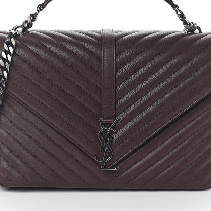 Saint Laurent Sheepskin Matelasse Chevron Monogram Large College Satchel Amaranto 7 of 9