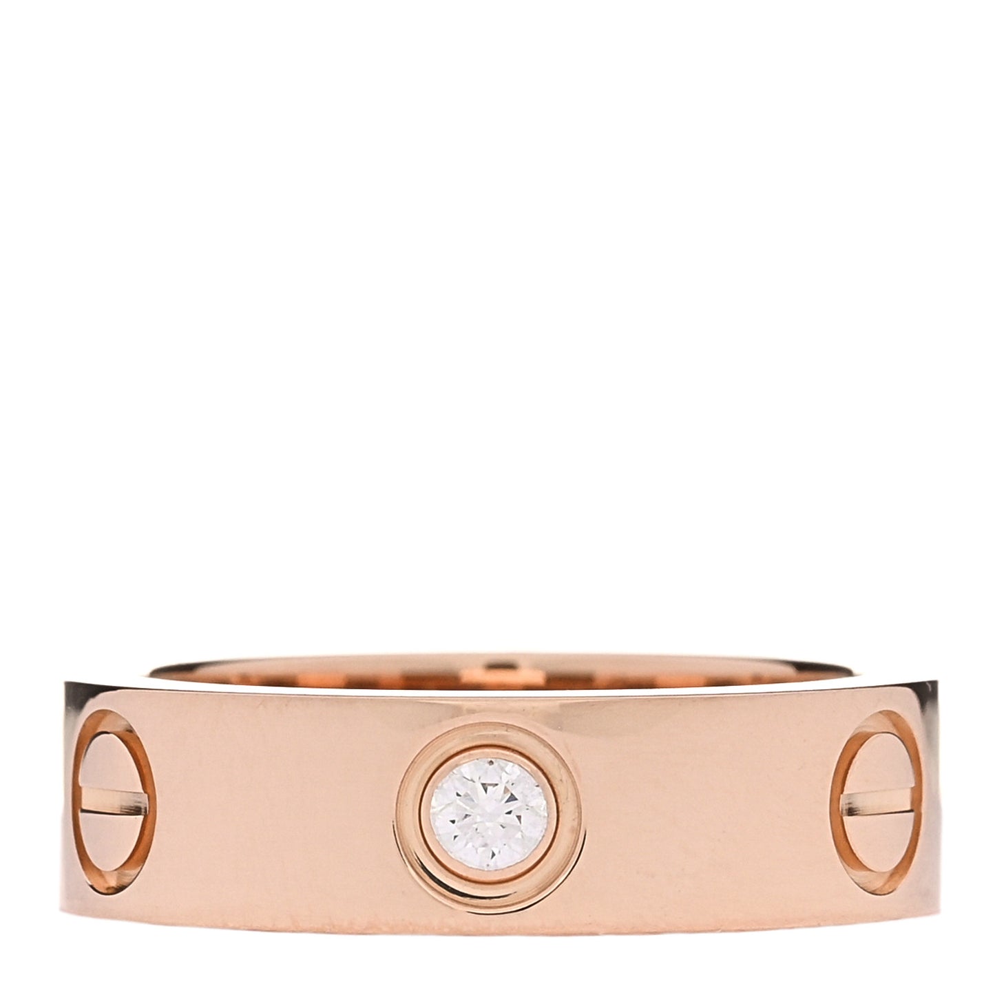18K Pink Gold 3 Diamond 5.5mm LOVE Ring 52 6