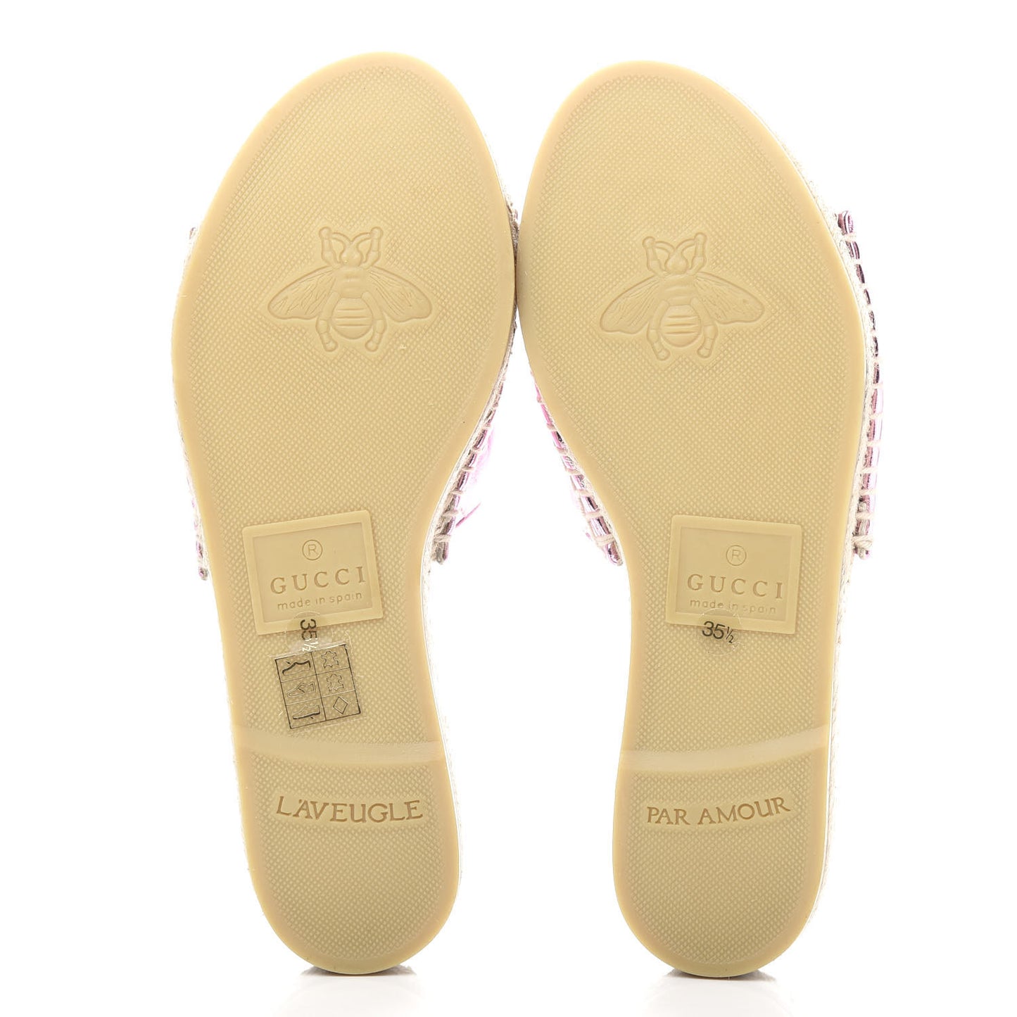 Metallic Nappa Matelasse GG Marmont Espadrille Slide Sandals 35.5 Rosa