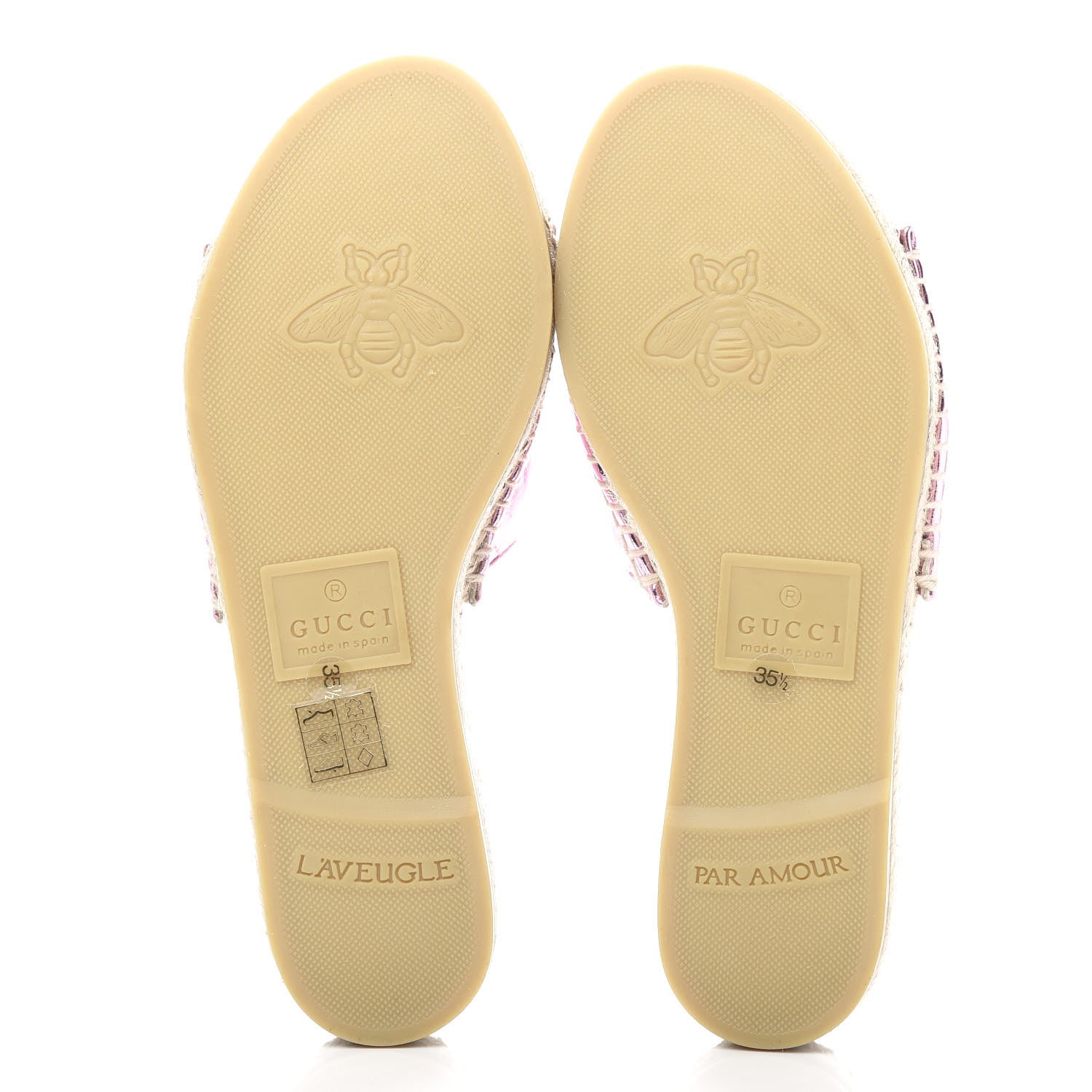 Gucci Metallic Nappa Matelasse GG Marmont Espadrille Slide Sandals 35.5 Rosa 6 of 11