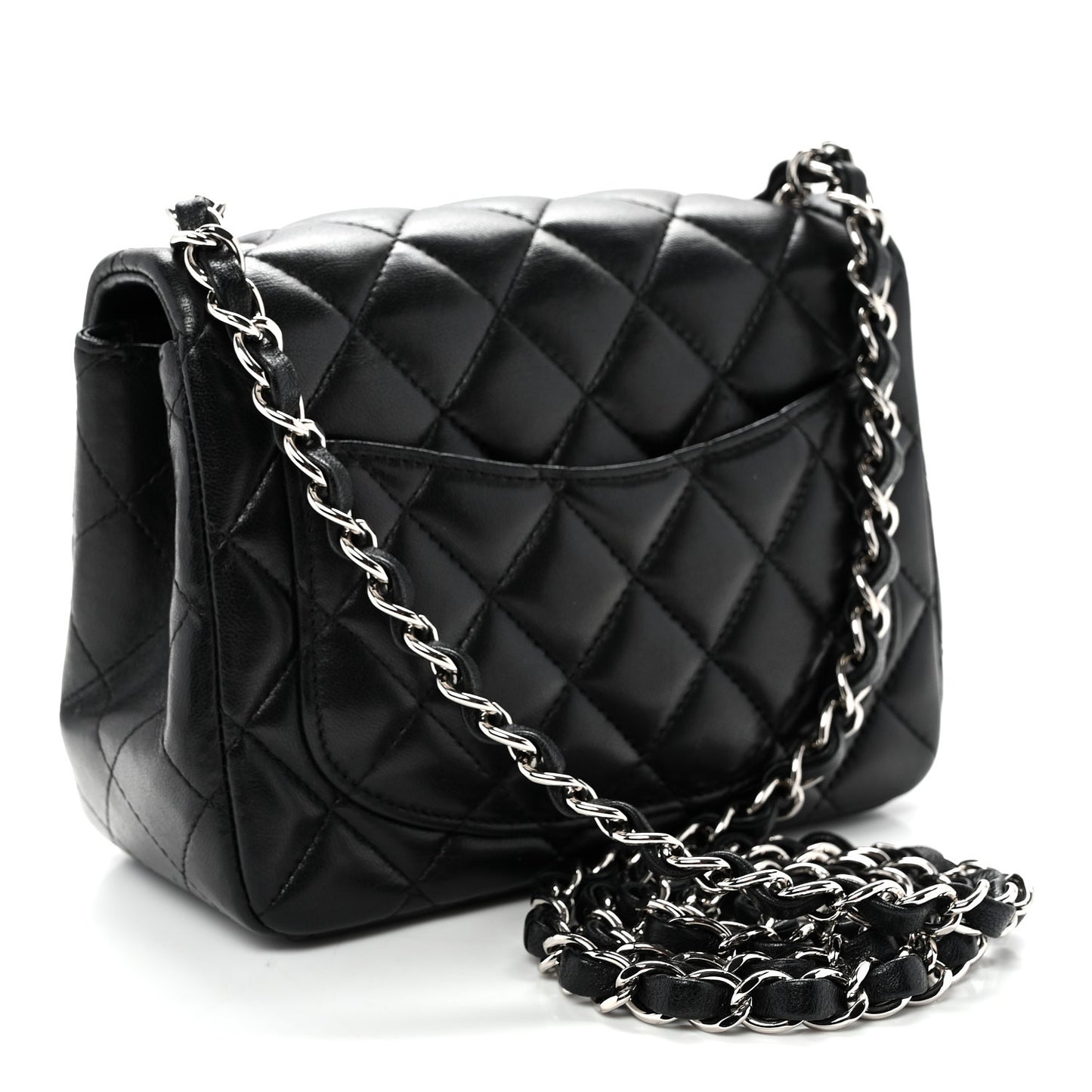 Lambskin Quilted Mini Square Flap Black