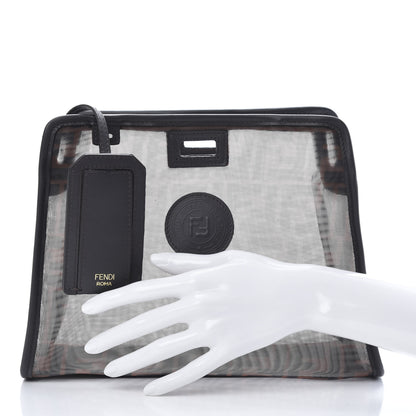 Fendi Mesh Vitello Century FF 1974 Mini Peekaboo Defender Cover Marrone Black Ebano 2 of 11