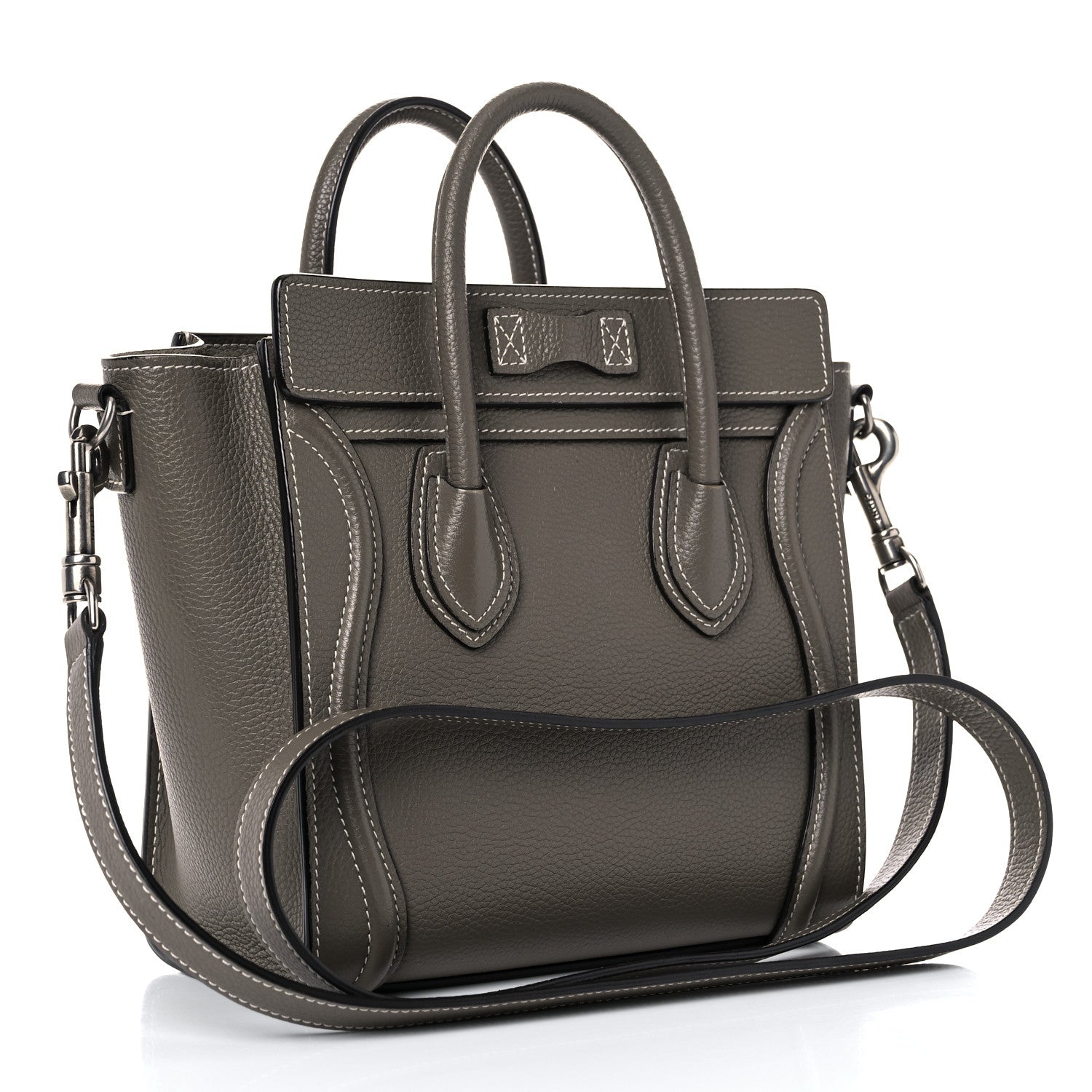 Celine Drummed Calfskin Nano Luggage Souris 3 of 18