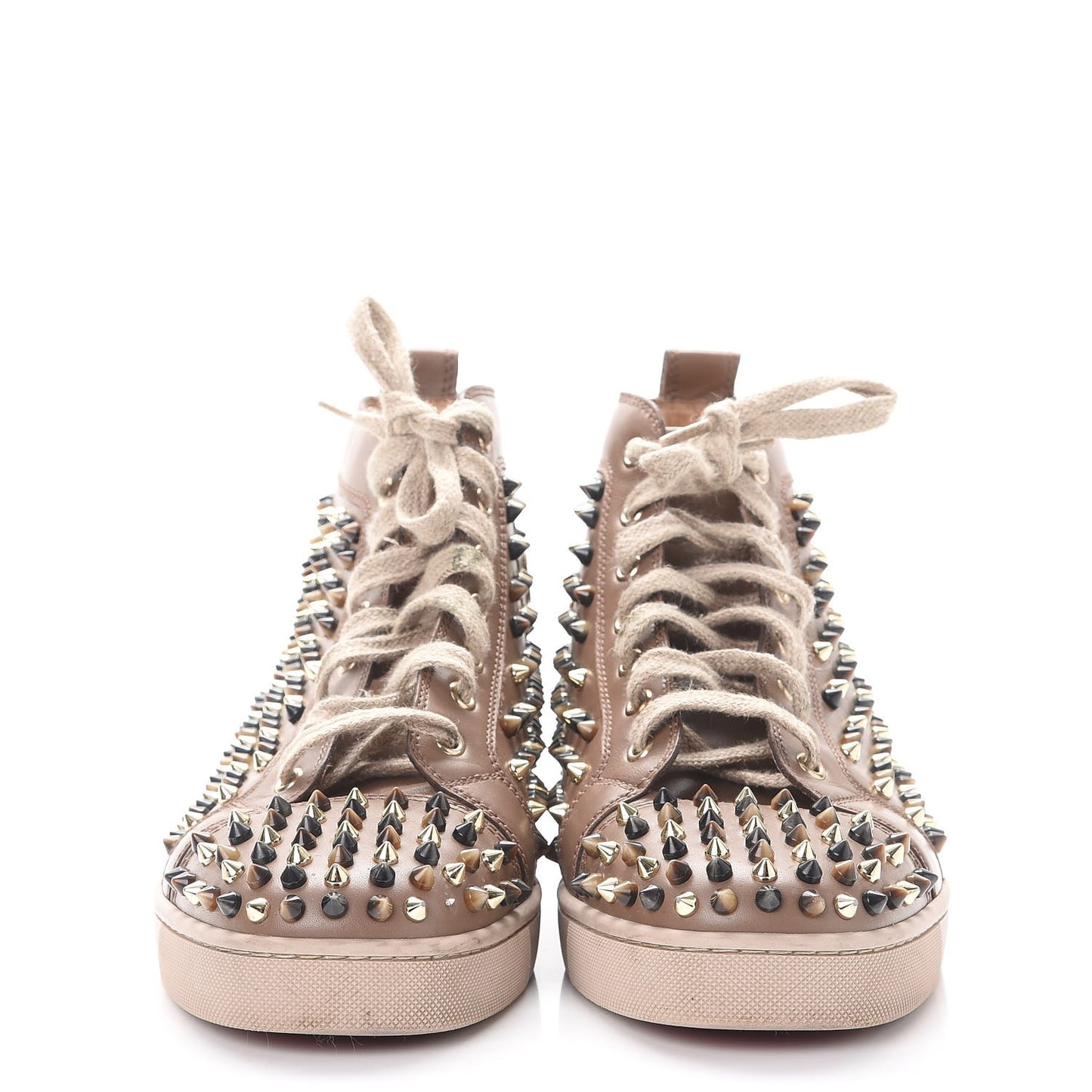 Mens Calfskin Louis Spikes Flat Sneakers 42 Beige
