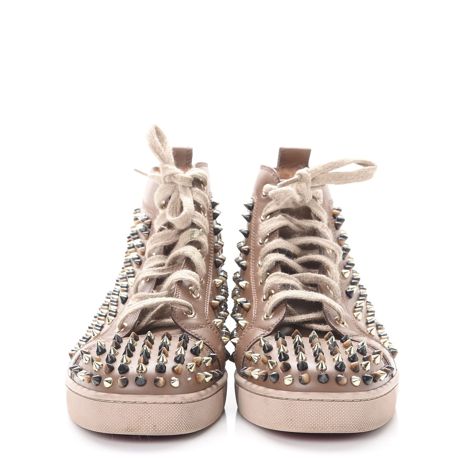 Christian Louboutin Mens Calfskin Louis Spikes Flat Sneakers 42 Beige 2 of 12