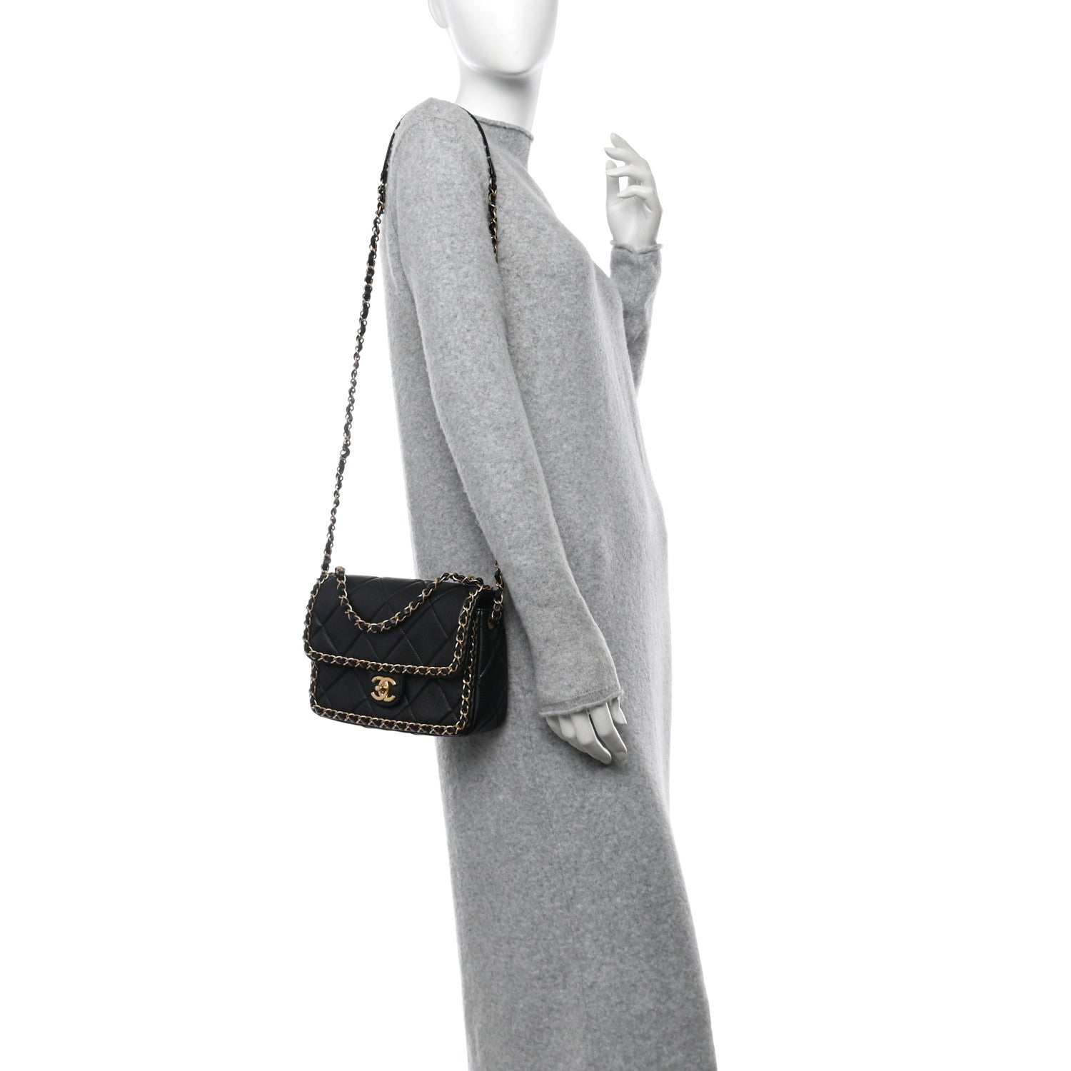 Chanel Lambskin Small Chain Around Top Handle Flap  Black 2 of 11