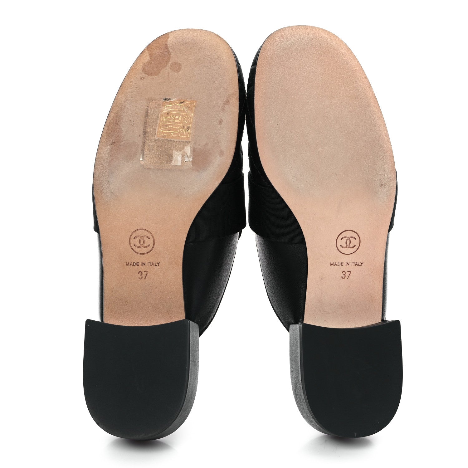 Chanel Lambskin Grosgrain Cap Toe CC Mules 37 Black 6 of 10