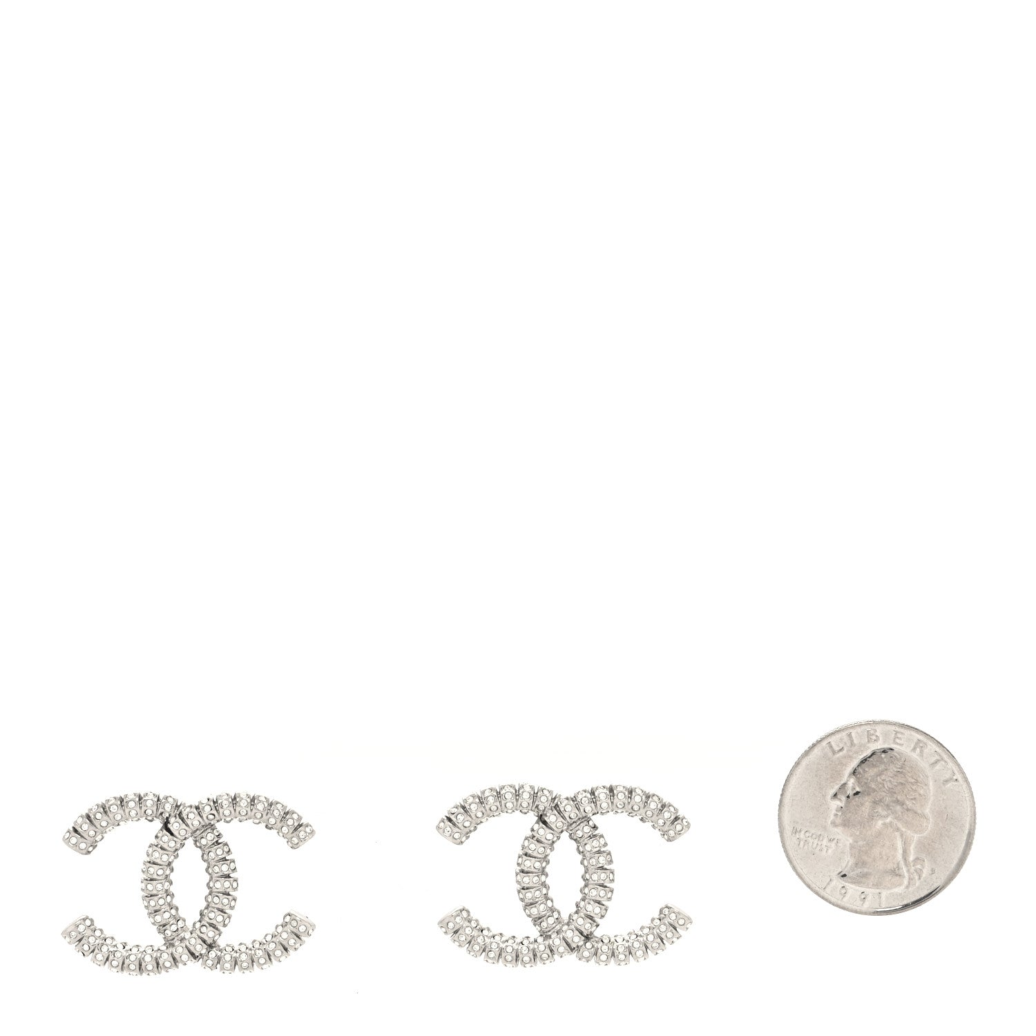Chanel Crystal Large CC Earrings Silver 2 of 4