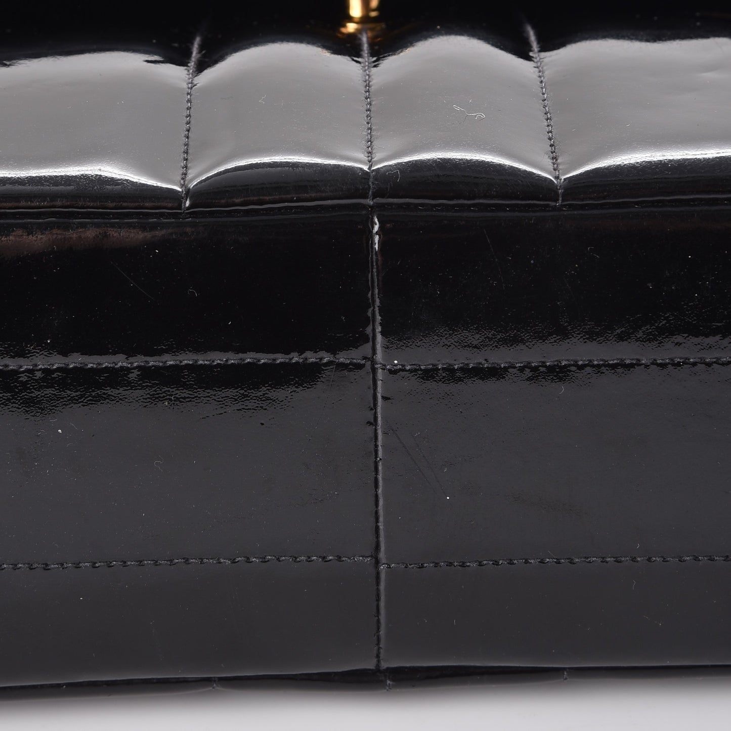 Patent Vertical Quilted Medium Single Flap Black