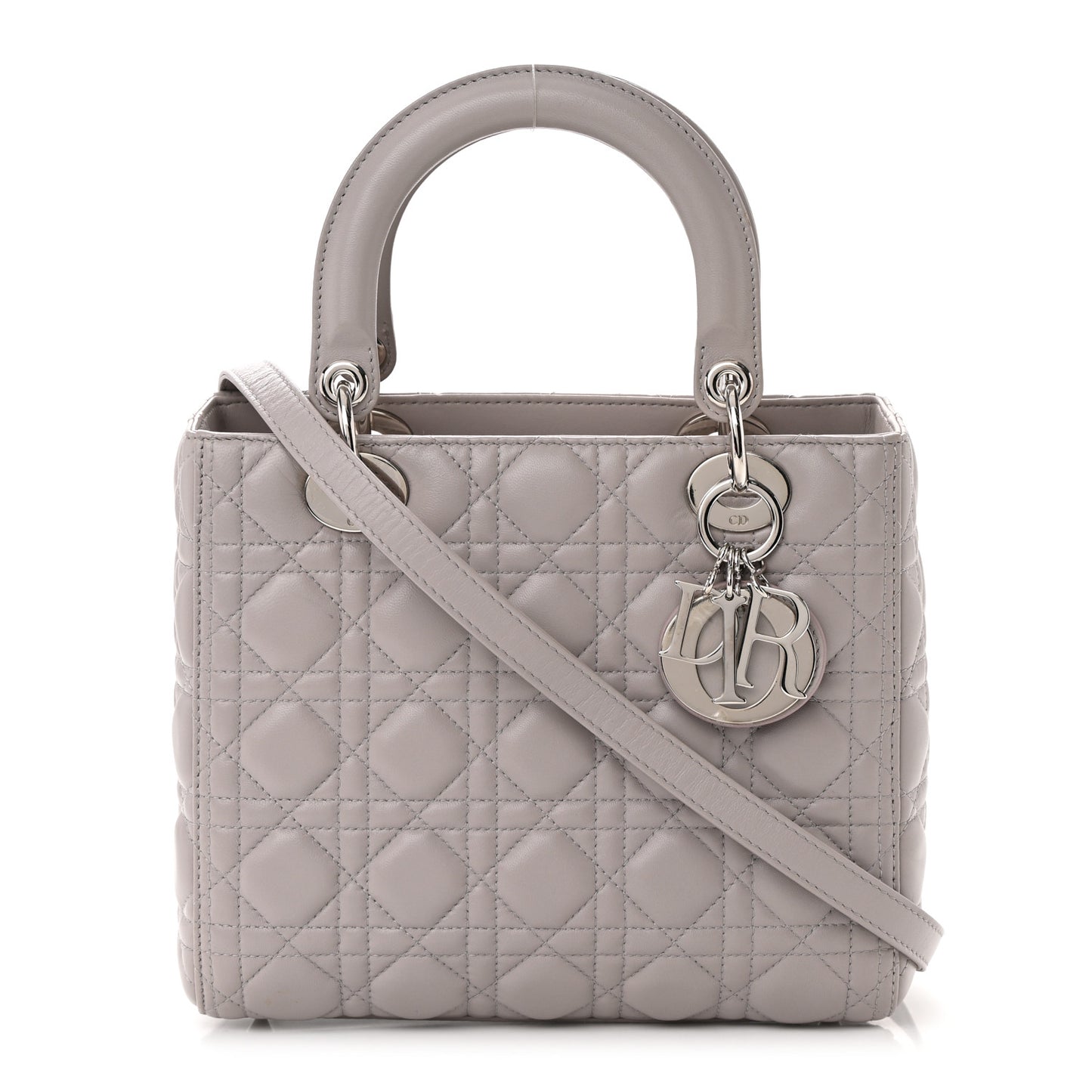 Lambskin Cannage Medium Lady Dior Grey