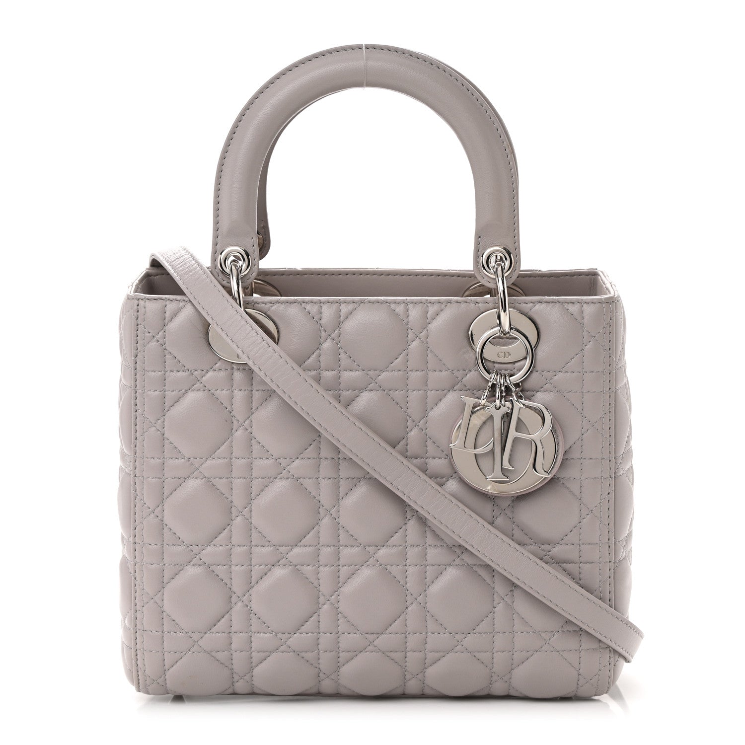 Christian Dior Lambskin Cannage Medium Lady Dior Grey 1 of 18