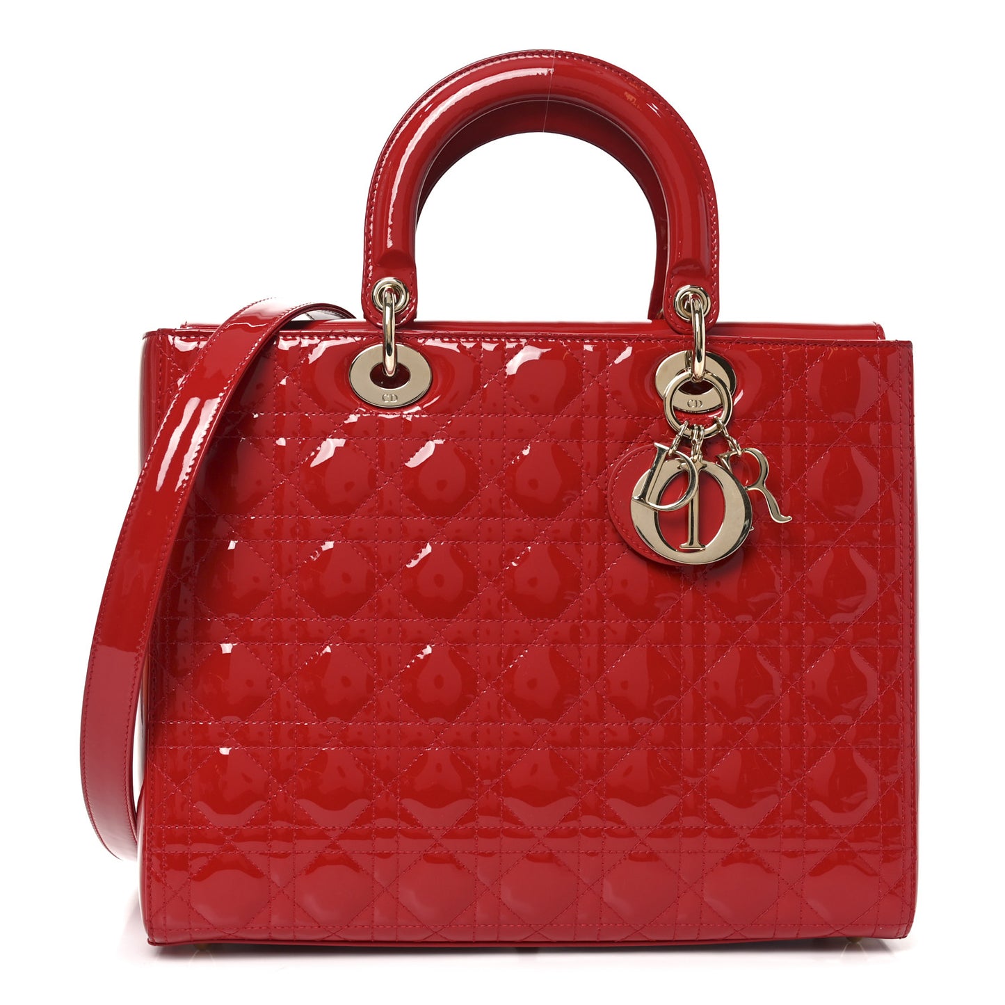 Patent Cannage Large Lady Dior Red