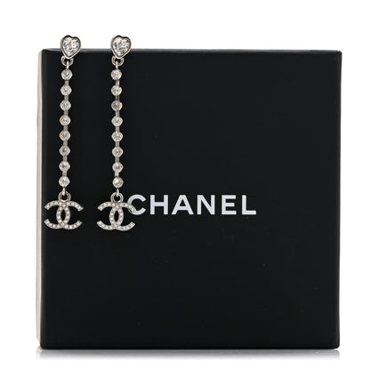 Chanel Crystal CC Heart Drop Earrings Silver 6 of 6