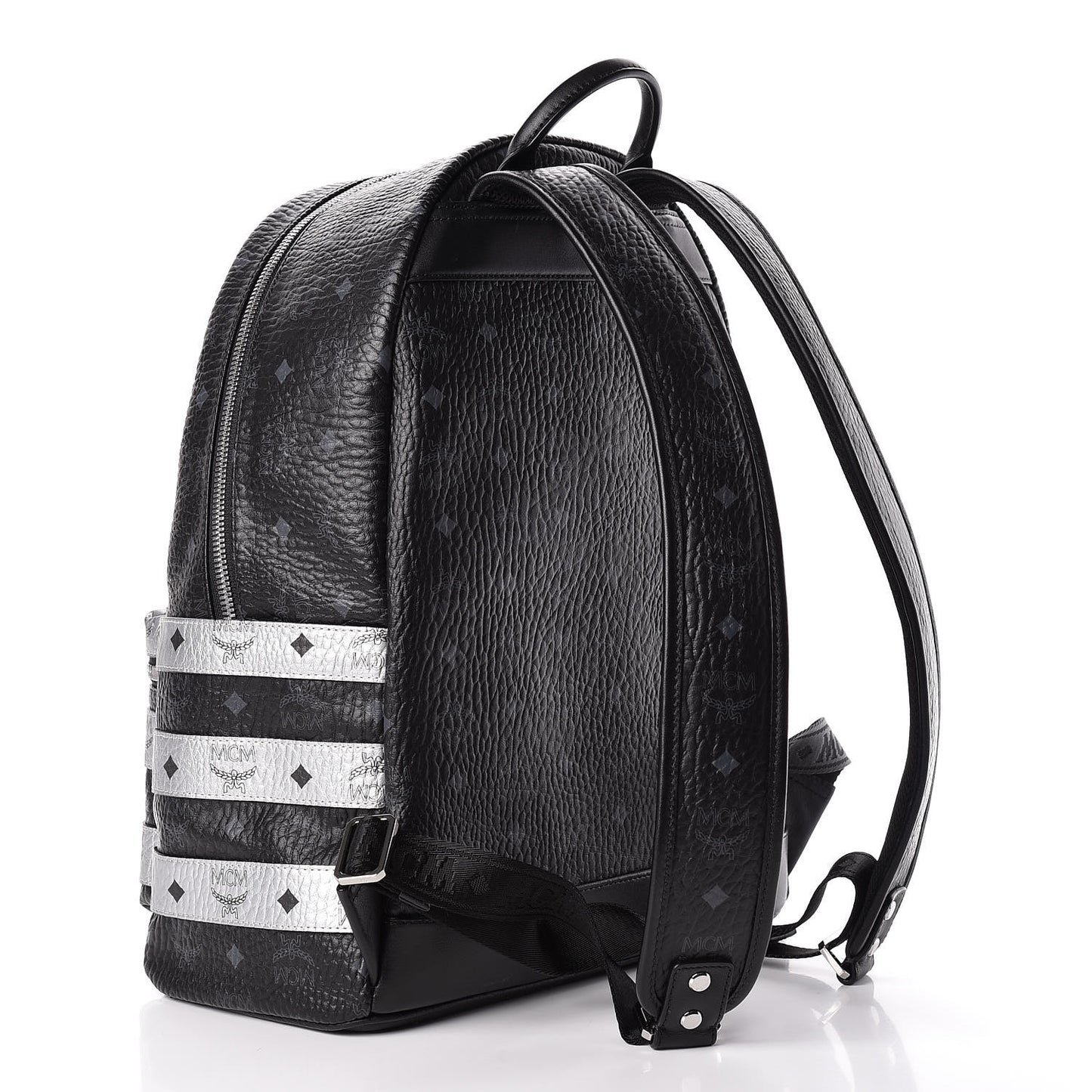 Metallic Visetos Striped Medium Stark Backpack Silver Black