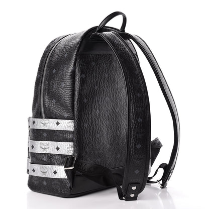 MCM Metallic Visetos Striped Medium Stark Backpack Silver Black 3 of 12