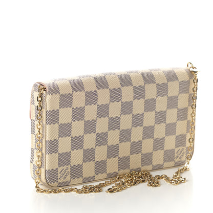 Louis Vuitton Damier Azur Pochette Felicie Chain Wallet Rose Ballerine 4 of 9