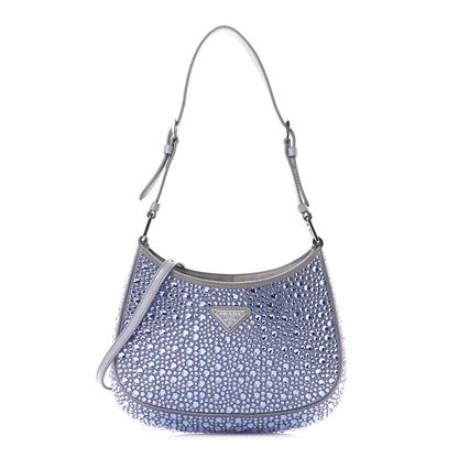 Prada Satin Crystal Cleo Adjustable Strap Shoulder Bag Glicine 1 of 9