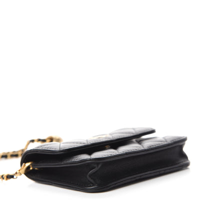 Chanel Lambskin Quilted Pearl Crush Clutch With Chain Black 4 of 12