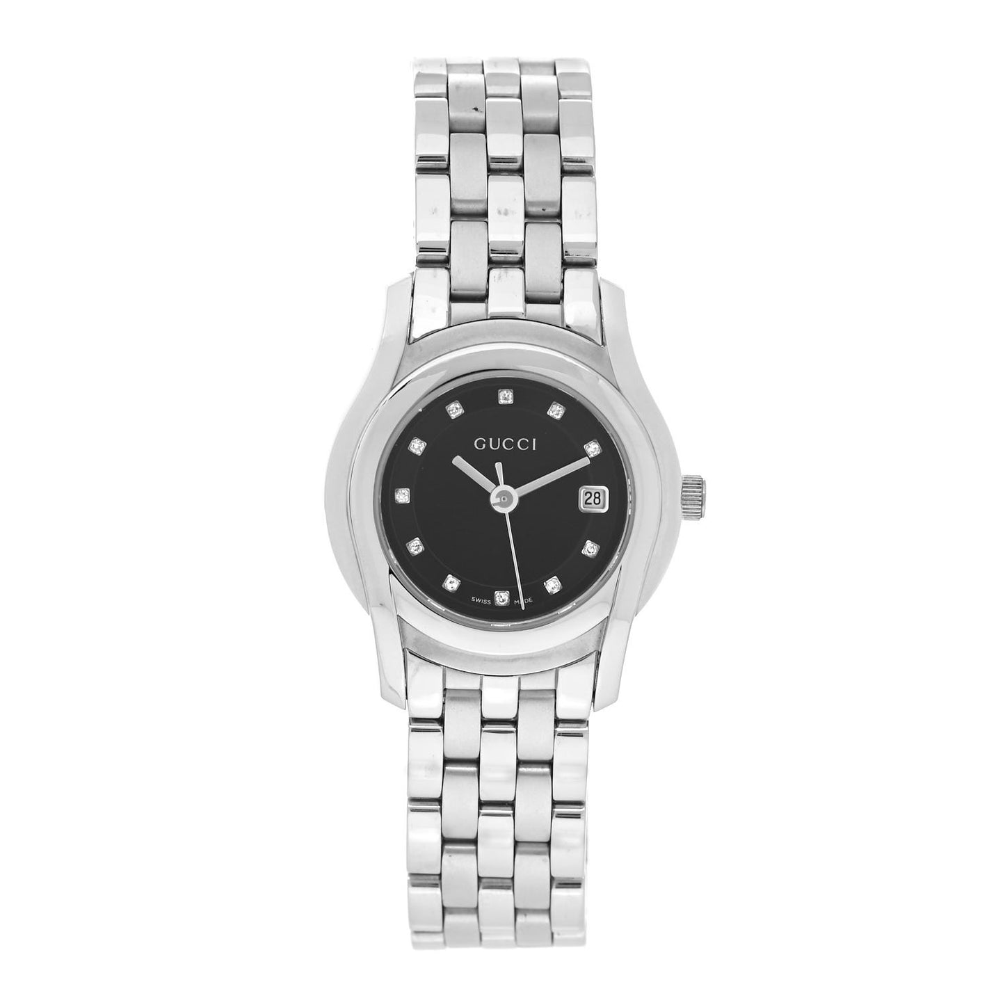 Stainless Steel Diamond 27mm 5500L Quartz Watch Black