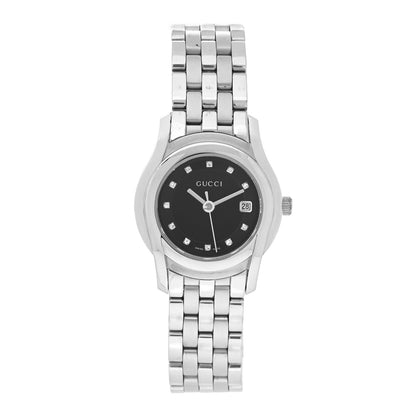 Gucci Stainless Steel Diamond 27mm 5500L Quartz Watch Black 1 of 4