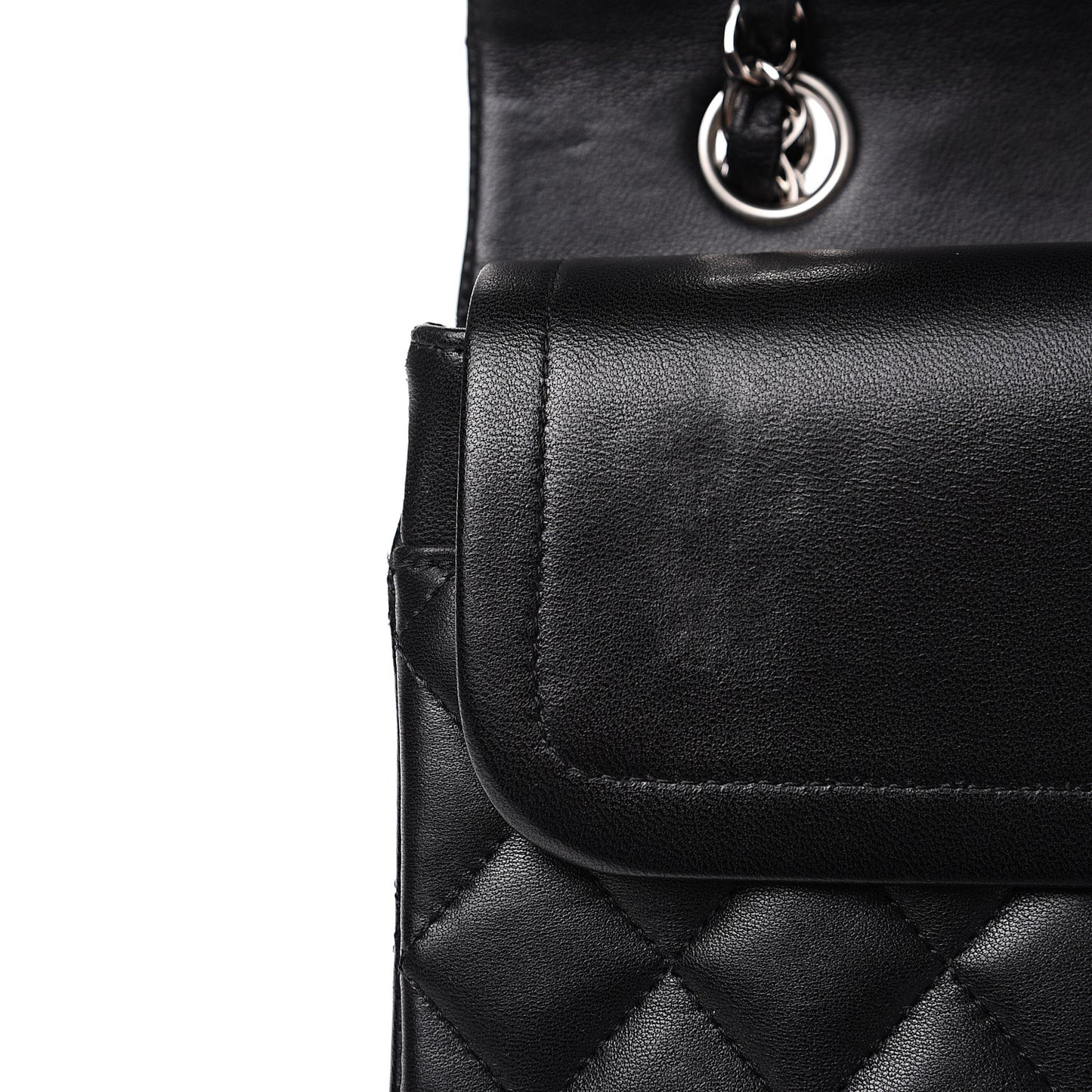 Lambskin Quilted Medium Double Flap Black
