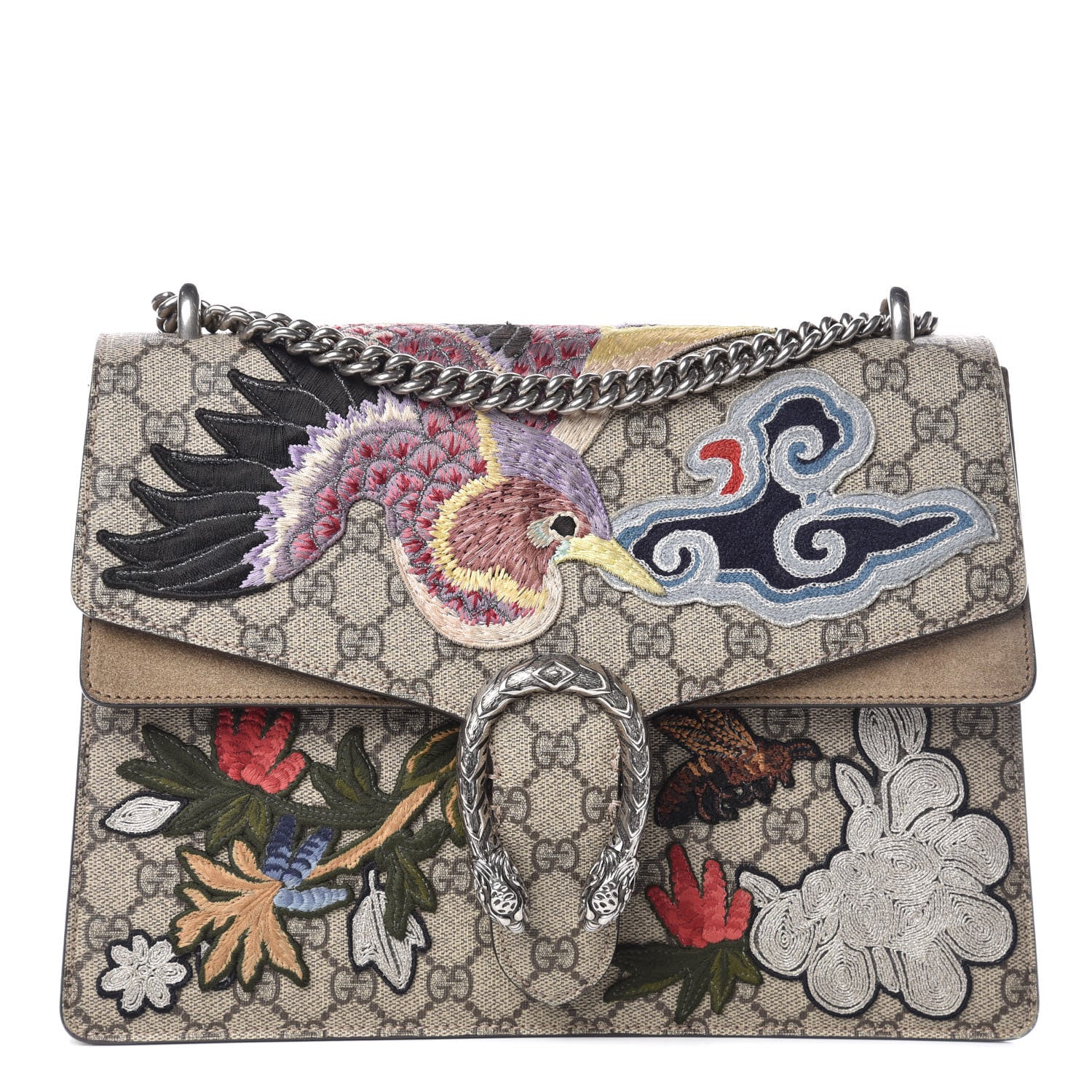 Gucci GG Supreme Monogram Embroidered Medium Dionysus Shoulder Bag Taupe 1 of 21