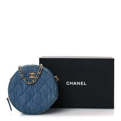 Chanel Denim Quilted Round Pearl Crush Clutch With Chain Blue 11 of 11