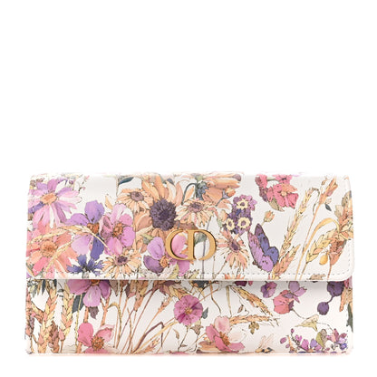 Christian Dior Calfskin Caro Freesia Long Wallet White Multicolor 1 of 9