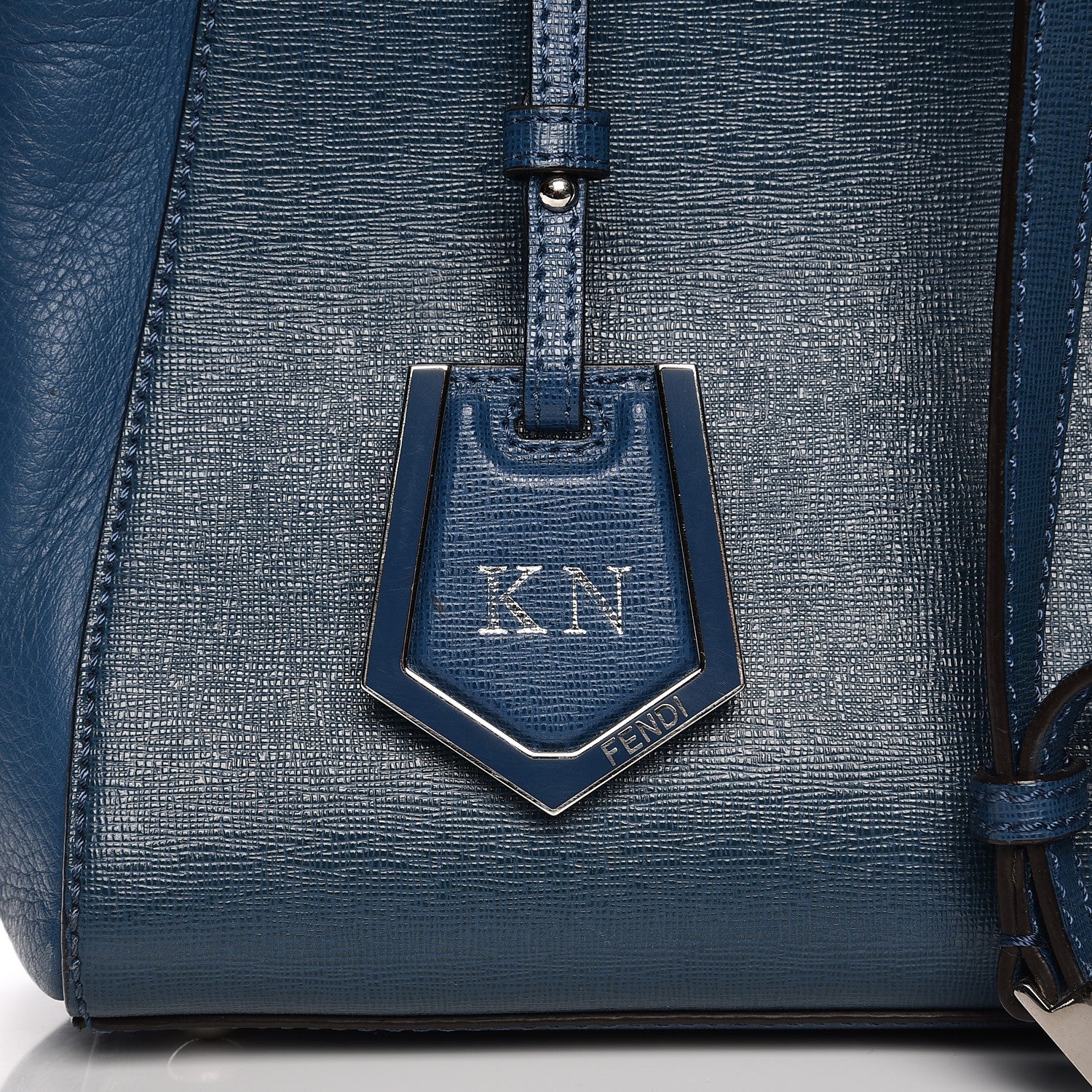 Fendi Vitello Elite Petite 2Jours Tote Blue Cobalto 9 of 11