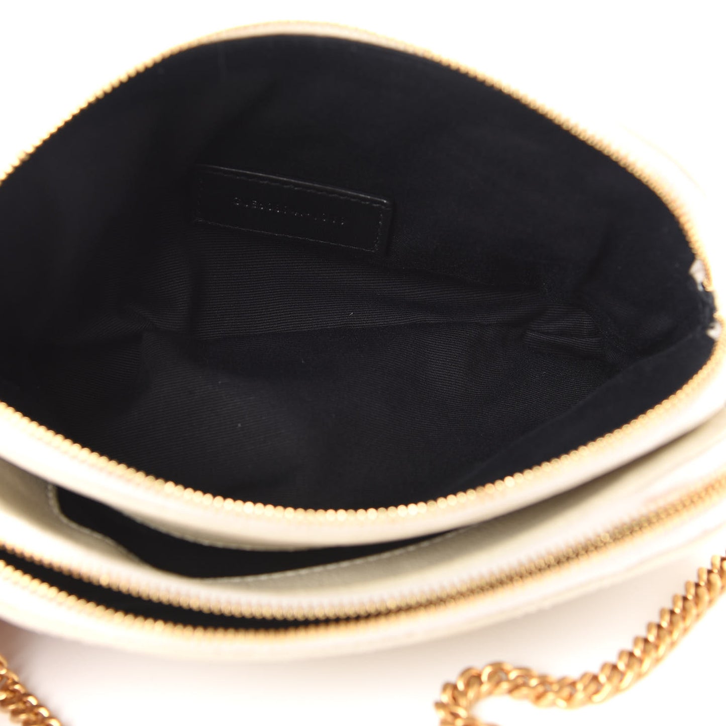 Grained Lambskin Quilted Mini Becky Double Zip Bag Vintage White