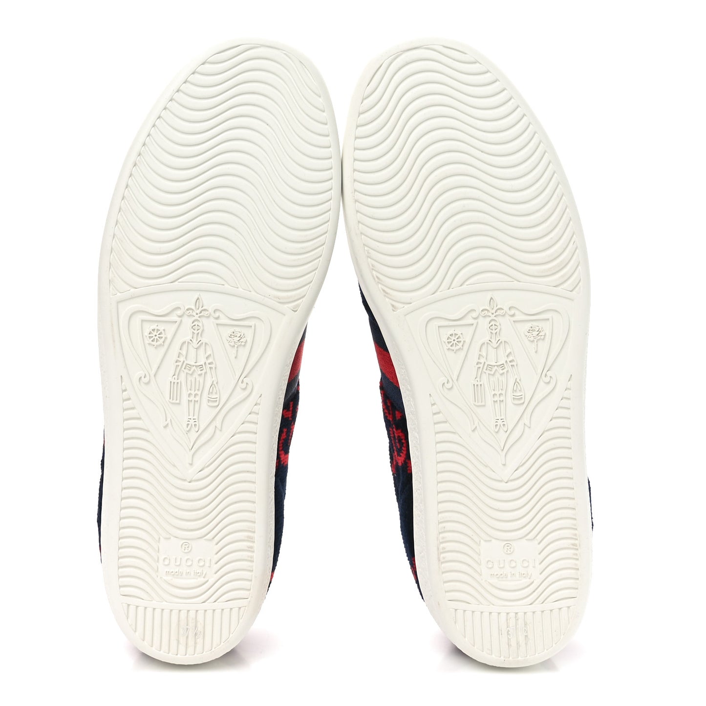 Terry Cloth GG Monogram Web Womens Ace Sneakers 37.5 Blue Red
