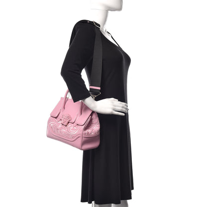 Versace Calfskin Embroidered Medium Baroque Palazzo Empire Bag Pink 2 of 15