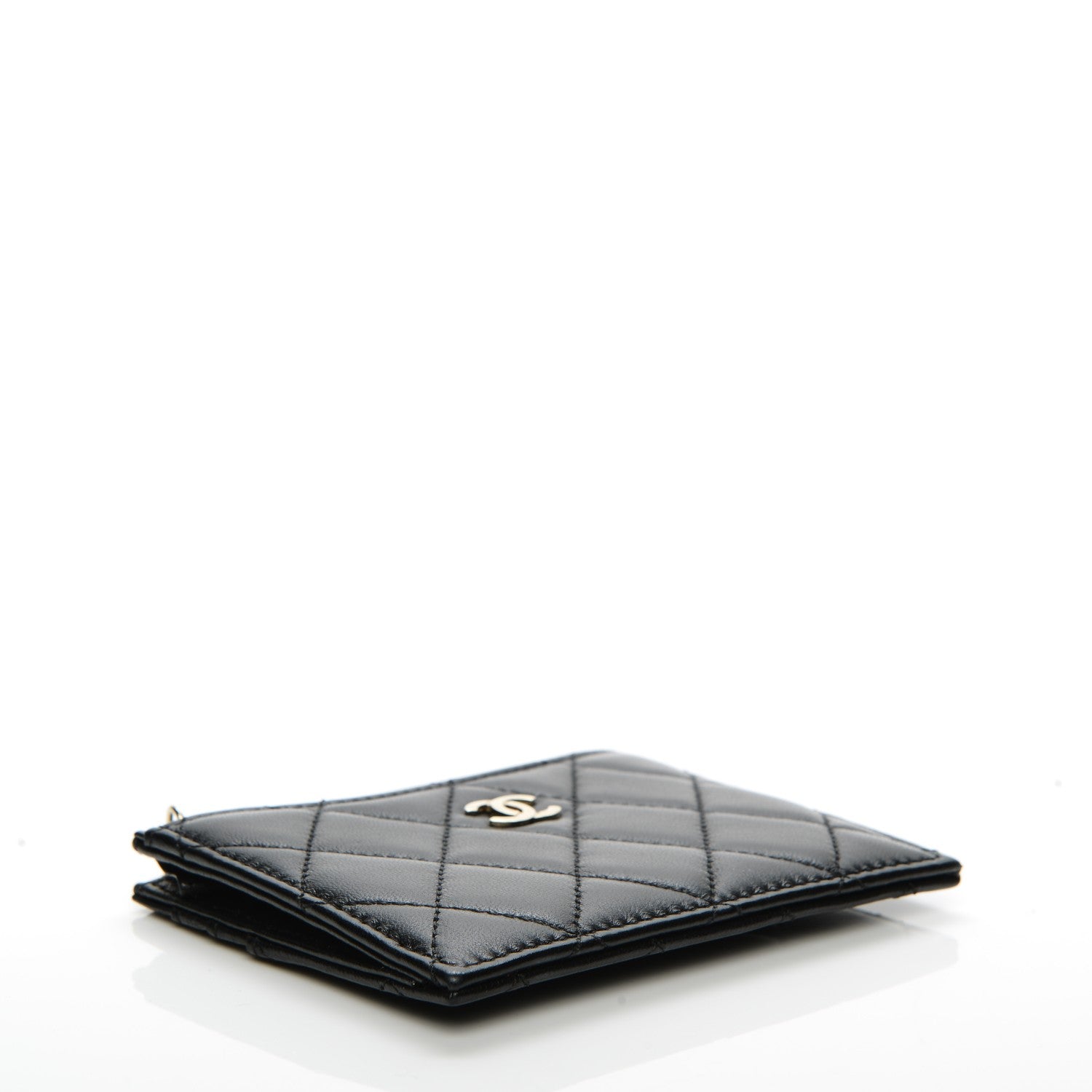 Chanel Lambskin Quilted Zip Card Holder Black 4 of 7